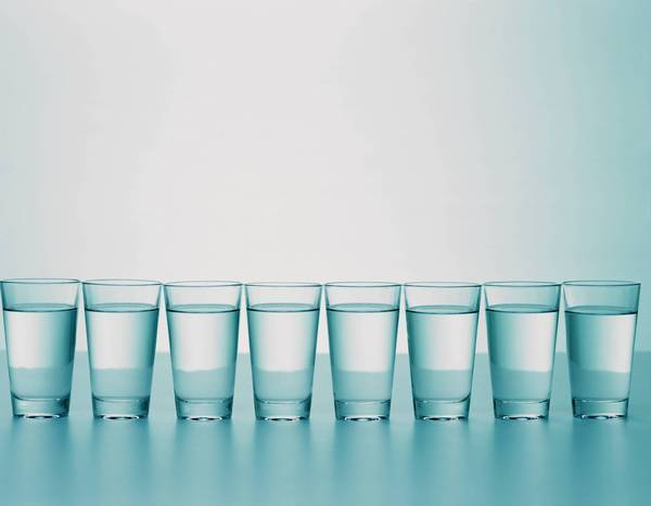 Examples of clear fluids shown in glasses