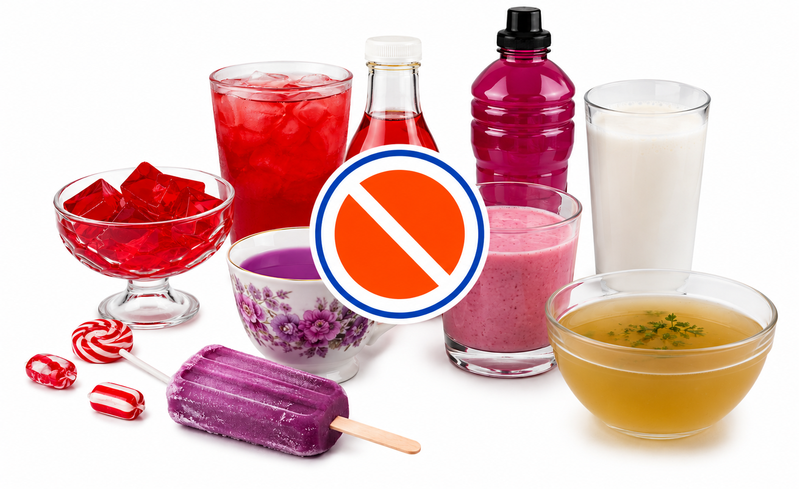 Red or purple fluids not allowed