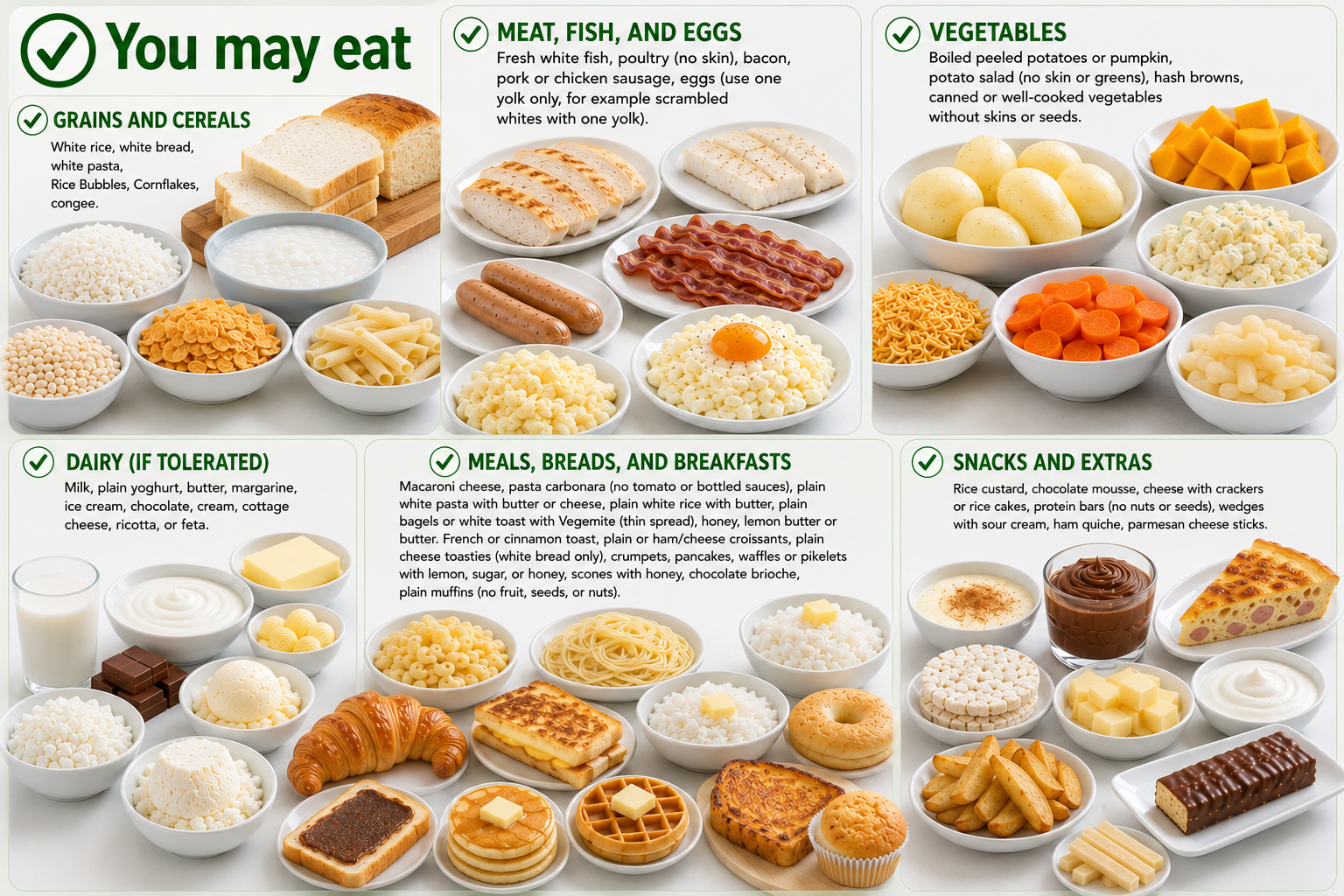 Foods allowed on the white diet